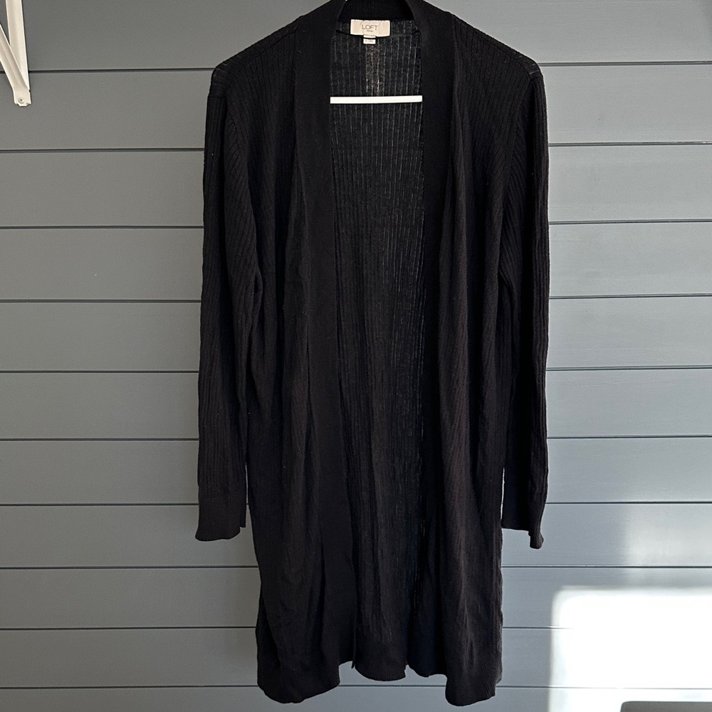 Loft Black Open Front Knit Cardigan